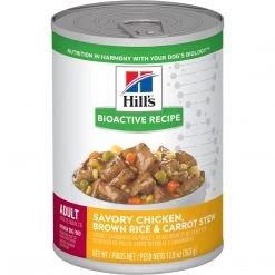 Hill's Bioactive Recipe Adult Savory Chicken, Brown Rice & Carrot Stew Canned Dog Food, 603757, 12.8 OZ Can