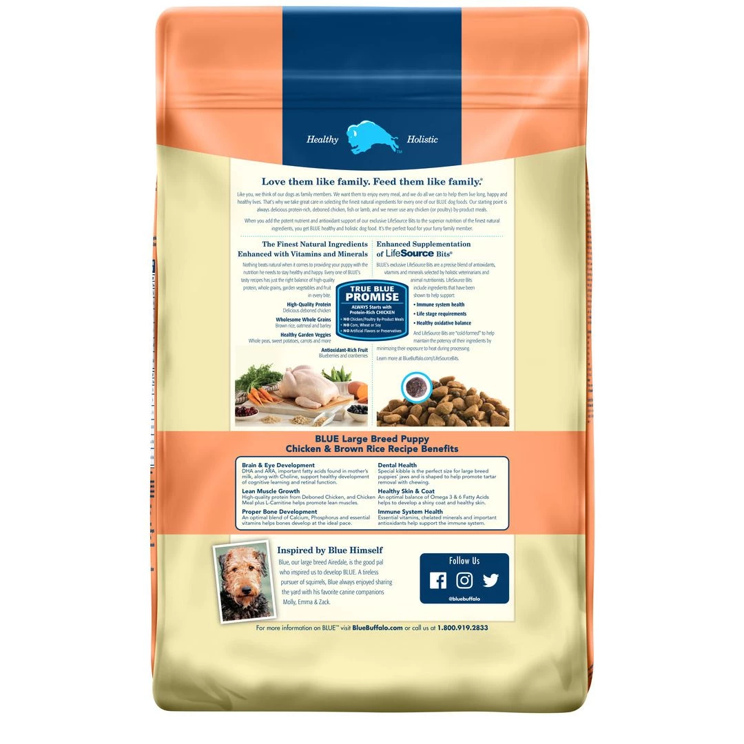 Blue Large Breed Puppy Chicken & Brown Rice Recipe, 800174, 30 LB Bag 2 Blue Large Breed Puppy Chicken & Brown Rice Recipe, 800174, 30 LB Bag - Image 2