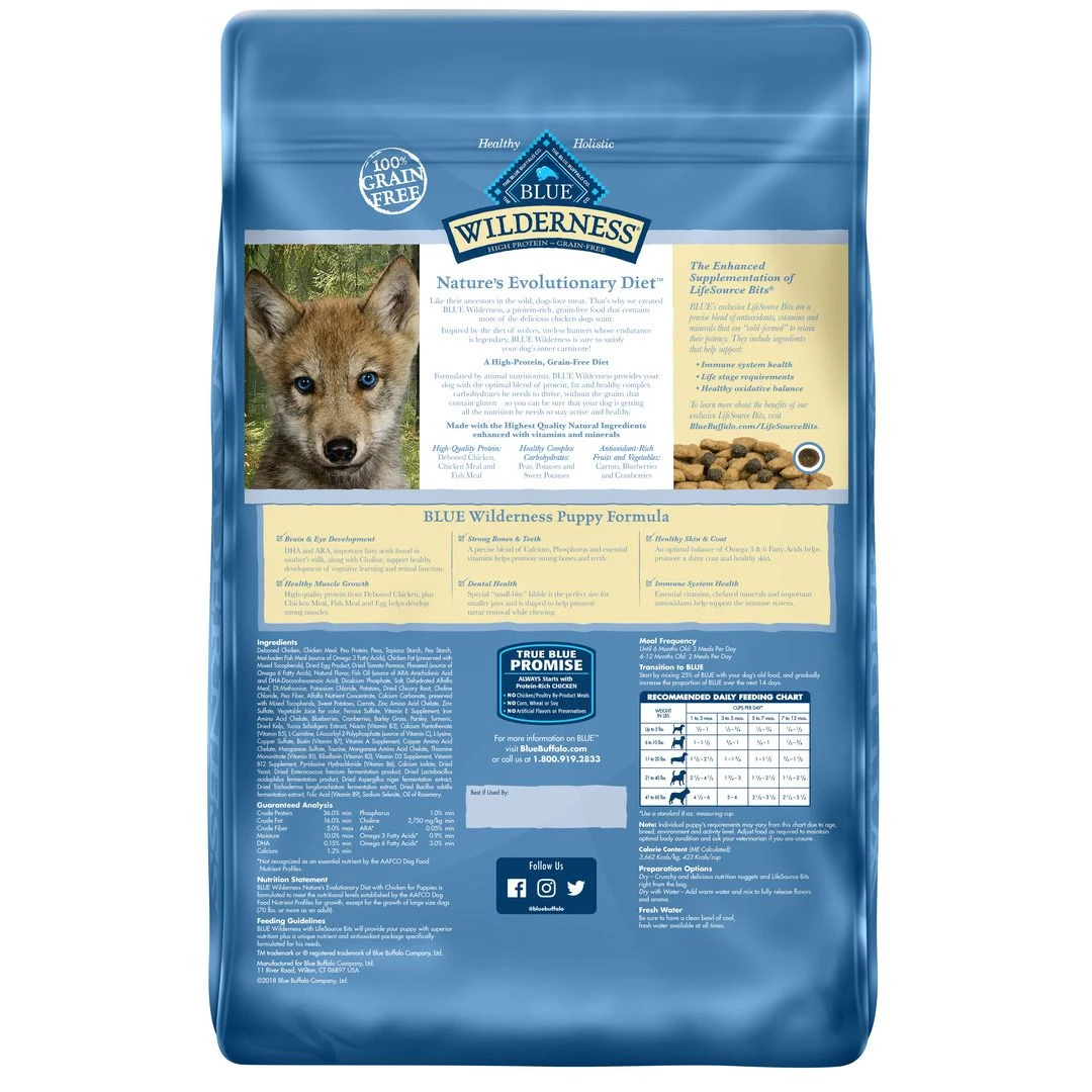 Blue Wilderness High Protein, Natural Puppy Dry Dog Food with Chicken, 800341, 24 LB Bag 2 Blue Wilderness High Protein, Natural Puppy Dry Dog Food with Chicken, 800341, 24 LB Bag - Image 2