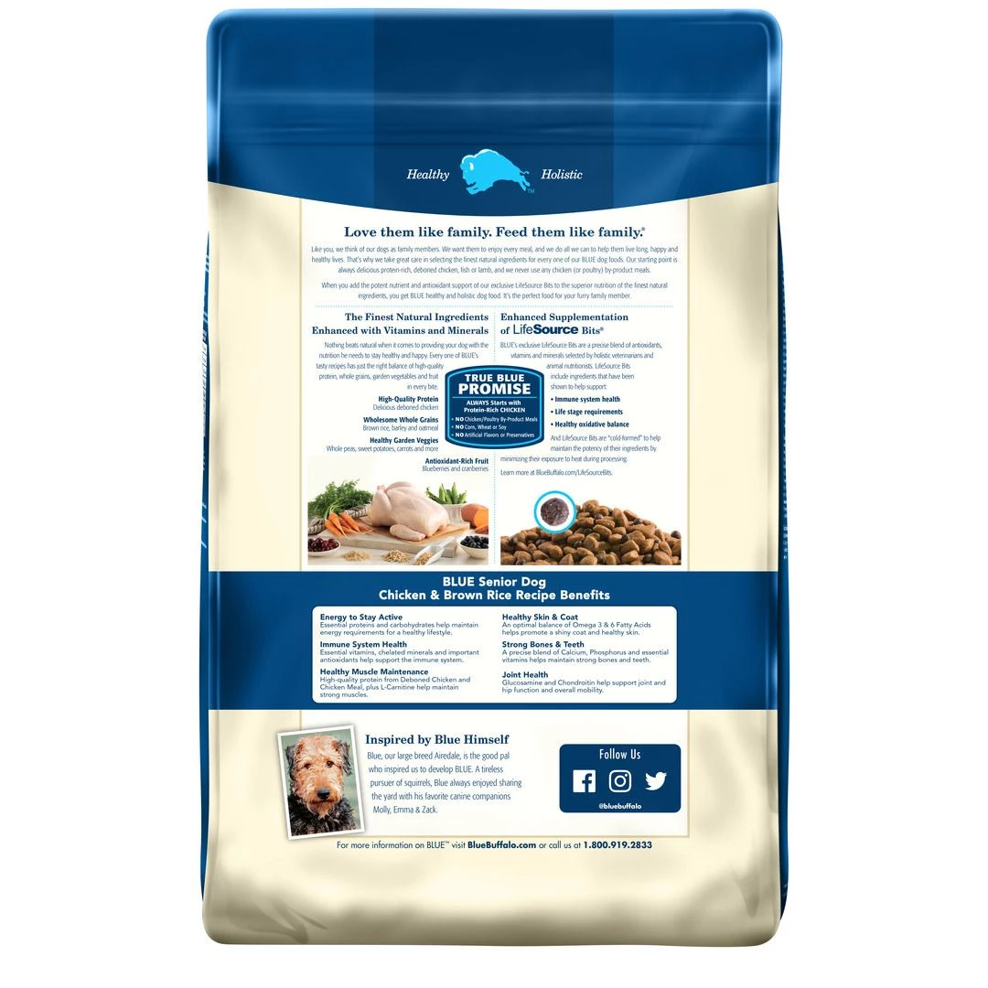 Blue Senior Chicken & Brown Rice Recipe, 800156, 15 LB Bag 2 Blue Senior Chicken & Brown Rice Recipe, 800156, 15 LB Bag - Image 2