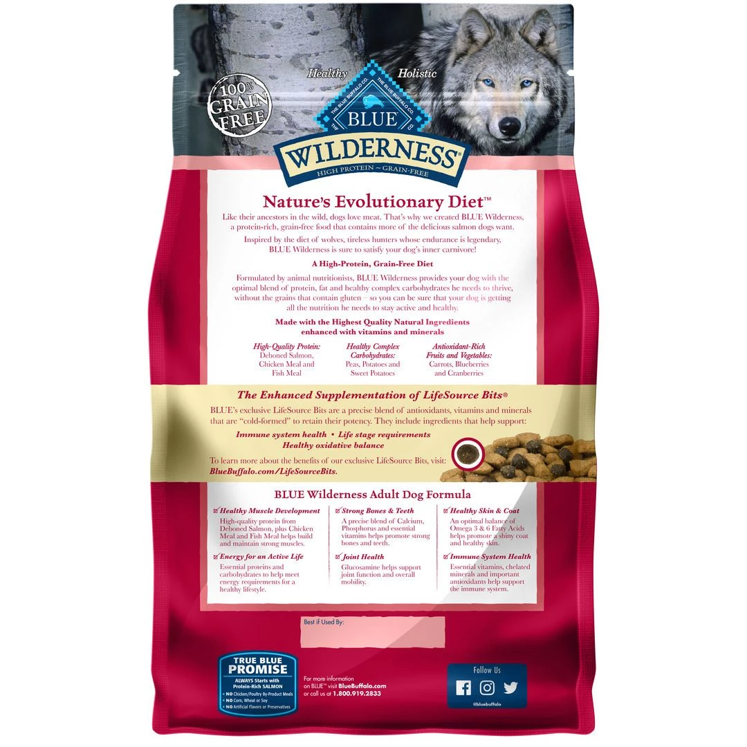 Blue Wilderness High Protein, Natural Adult Dry Food with Salmon, 800255, 4.5 LB Bag 2 Blue Wilderness High Protein, Natural Adult Dry Food with Salmon, 800255, 4.5 LB Bag - Image 2