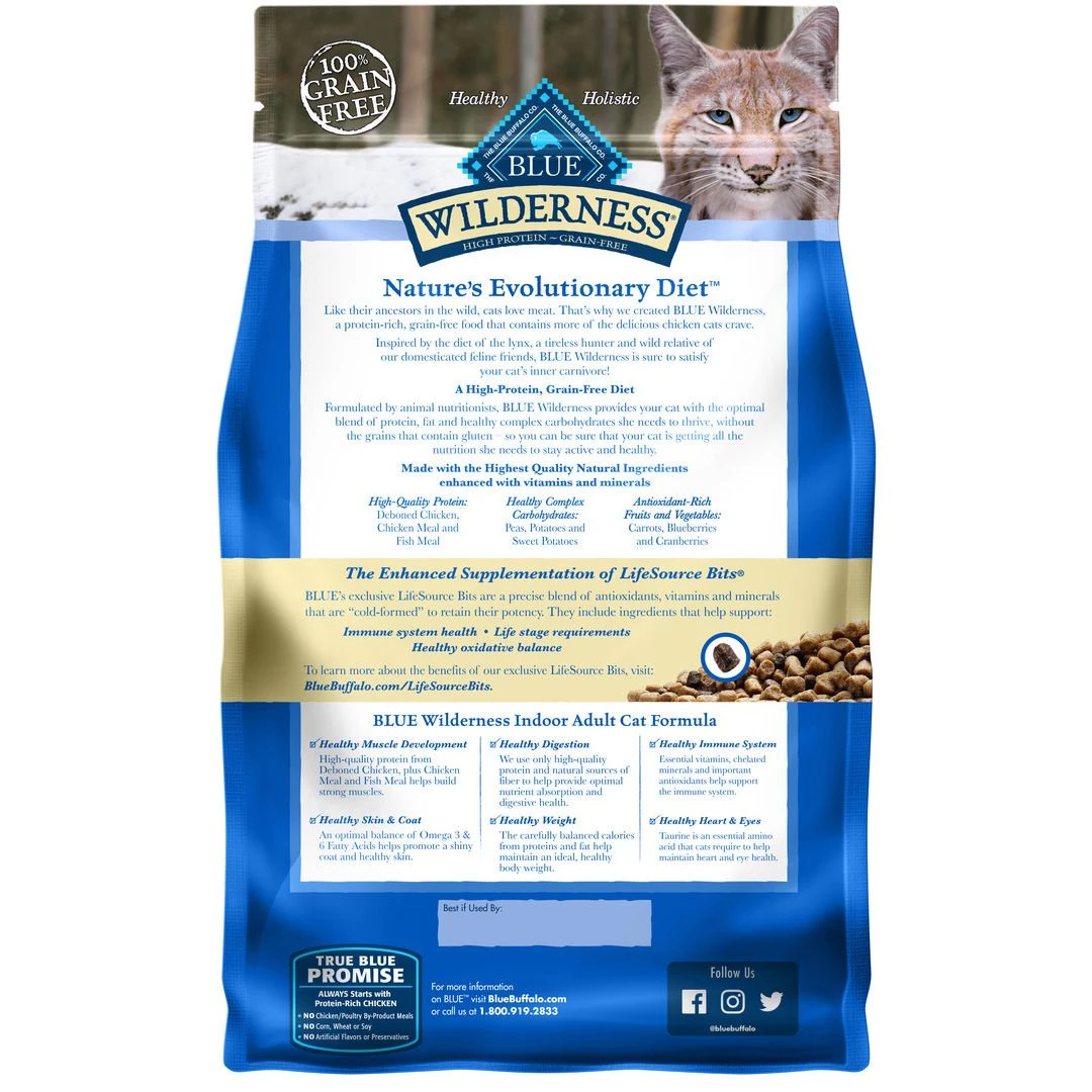 Blue Wilderness High Protein, Natural Adult Indoor Cat Food with Chicken, 800306, 5 LB Bag 2 Blue Wilderness High Protein, Natural Adult Indoor Cat Food with Chicken, 800306, 5 LB Bag - Image 2