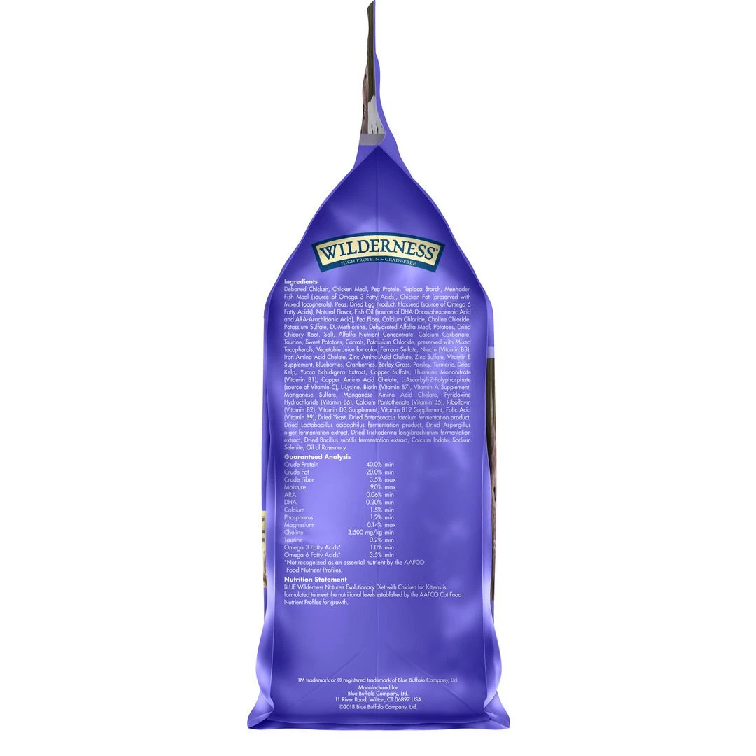 Blue Wilderness High Protein, Natural Kitten Dry Cat Food, with Chicken, 800364, 5 LB Bag 2 Blue Wilderness High Protein, Natural Kitten Dry Cat Food, with Chicken, 800364, 5 LB Bag - Image 2
