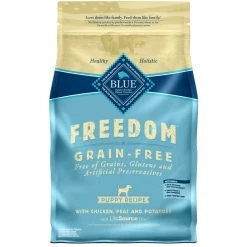 Blue Freedom Grain Free Natural Puppy Dry Food with Chicken, Peas and Potatoes, 800401, 4 LB Bag