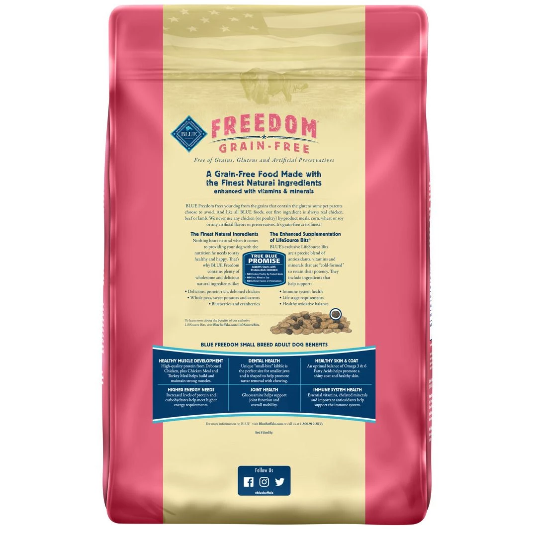 Blue Freedom Small Breed Grain Free Adult Dry Food with Chicken, Peas and Potatoes, 800408, 11 LB Bag 2 Blue Freedom Small Breed Grain Free Adult Dry Food with Chicken, Peas and Potatoes, 800408, 11 LB Bag - Image 2