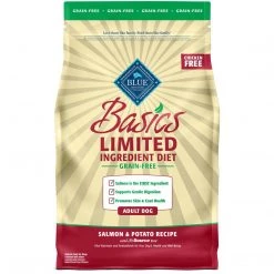 Blue Basics Limited Ingredient Diet, Grain Free Natural Adult Dry Food with Salmon and Potato Recipe, 800133, 4 LB Bag