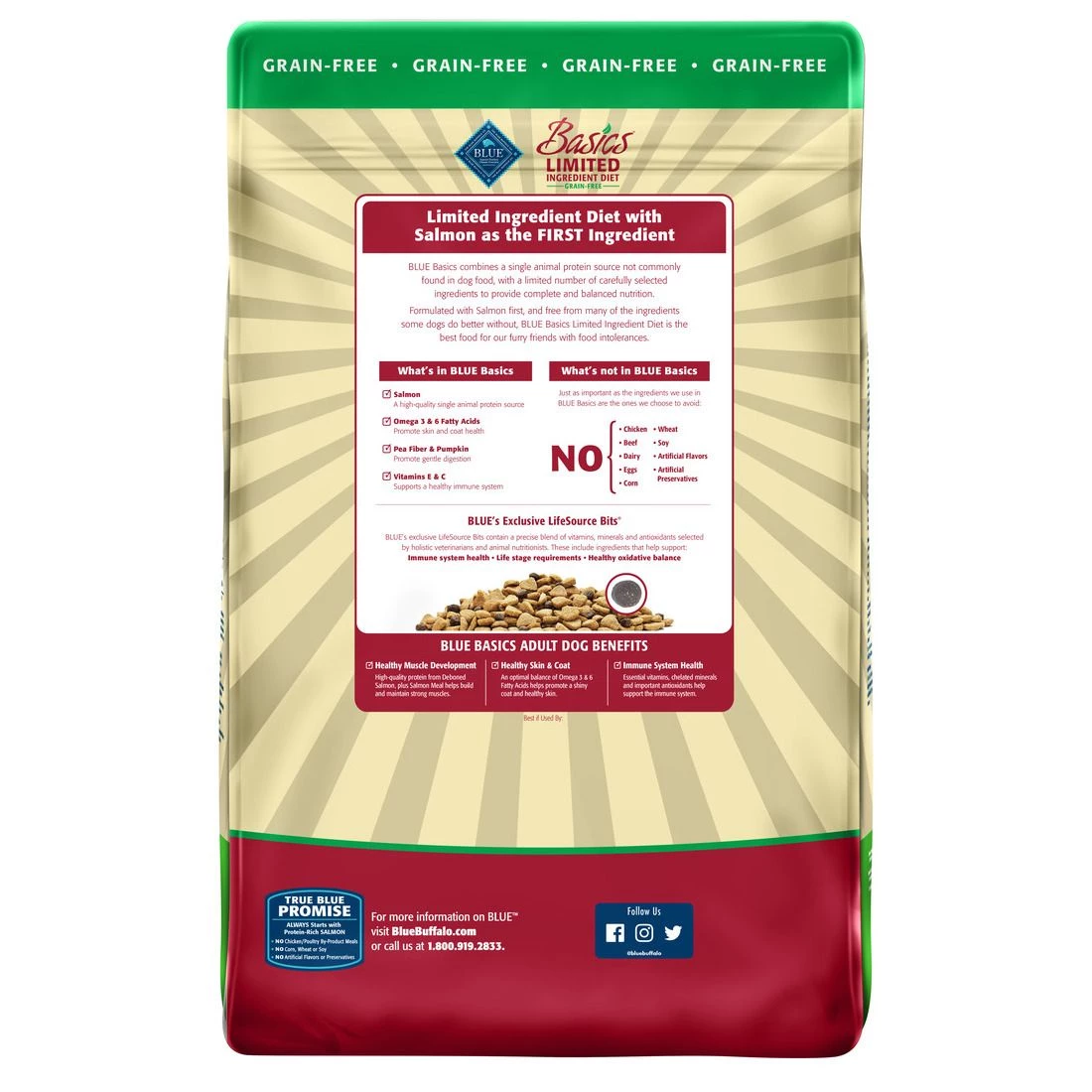 Blue Basics Limited Ingredient Diet, Grain Free Dry Dog Food Adult with Salmon and Potato Recipe, 800135, 22 LB Bag 2 Blue Basics Limited Ingredient Diet, Grain Free Dry Dog Food Adult with Salmon and Potato Recipe, 800135, 22 LB Bag - Image 2