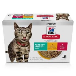 Hill's Science Diet Adult Perfect Weight Canned Cat Food, Vegetable & Chicken and Liver, 12-Variety Pack, 604708, 2.9 OZ Can