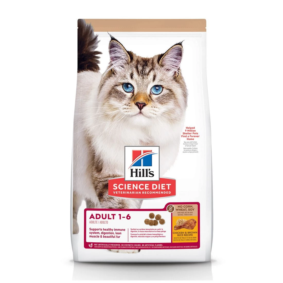 Hill's Science Diet Adult 1-6 No Corn, Wheat or Soy Dry Cat Food, Chicken, 604954, 7 LB Bag 1 Hill's Science Diet Adult 1-6 No Corn, Wheat or Soy Dry Cat Food, Chicken, 604954, 7 LB Bag