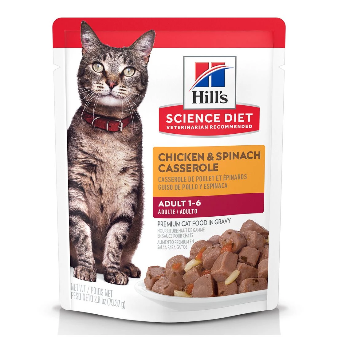 Hill's Science Diet Adult 1-6 Cat Food, Chicken & Spinach, 604982, 2.8 OZ Bag 1 Hill's Science Diet Adult 1-6 Cat Food, Chicken & Spinach, 604982, 2.8 OZ Bag