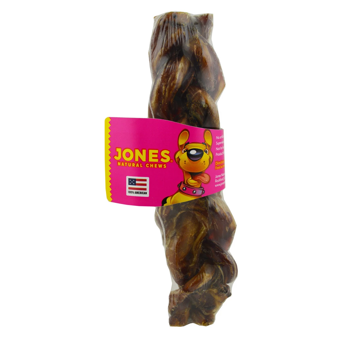 Jones Natural Chews 8 IN Braided Bone, 02337 1 Jones Natural Chews 8 IN Braided Bone, 02337