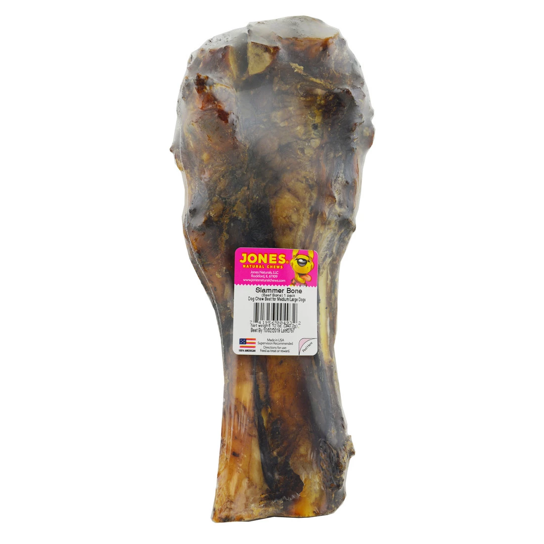 Jones Natural Chews Slammer Bone, 00493, 12 OZ 1 Jones Natural Chews Slammer Bone, 00493, 12 OZ