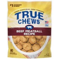 True Chews 100% Natural Dog Treats Beef Meatball Recipe, 804278, 12 OZ
