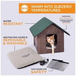 K&H Pet Products Outdoor Heated Kitty House Log Cabin, 100540673, 22 IN x 18 IN x 17 IN -Pets Sales Store sftp a s assets20201221000000091