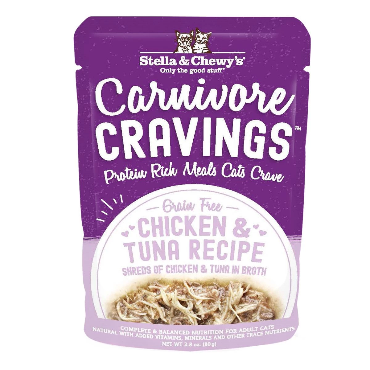 Stella & Chewy's Cat Carnivore Cravings Chicken & Tuna Recipe, CAT-CC-CTN-2.8, 2.8 OZ Pouch 1 Stella & Chewy's Cat Carnivore Cravings Chicken & Tuna Recipe, CAT-CC-CTN-2.8, 2.8 OZ Pouch