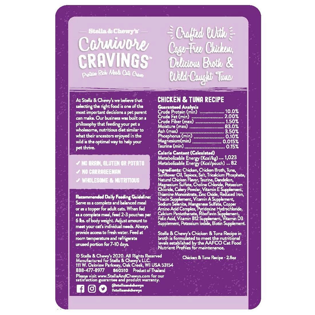 Stella & Chewy's Cat Carnivore Cravings Chicken & Tuna Recipe, CAT-CC-CTN-2.8, 2.8 OZ Pouch 2 Stella & Chewy's Cat Carnivore Cravings Chicken & Tuna Recipe, CAT-CC-CTN-2.8, 2.8 OZ Pouch - Image 2