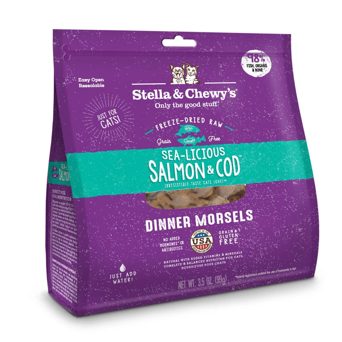 Stella & Chewy's Sea-Licious Salmon & Cod, CAT-FDSCO-3.5, 3.5 OZ Bag 1 Stella & Chewy's Sea-Licious Salmon & Cod, CAT-FDSCO-3.5, 3.5 OZ Bag