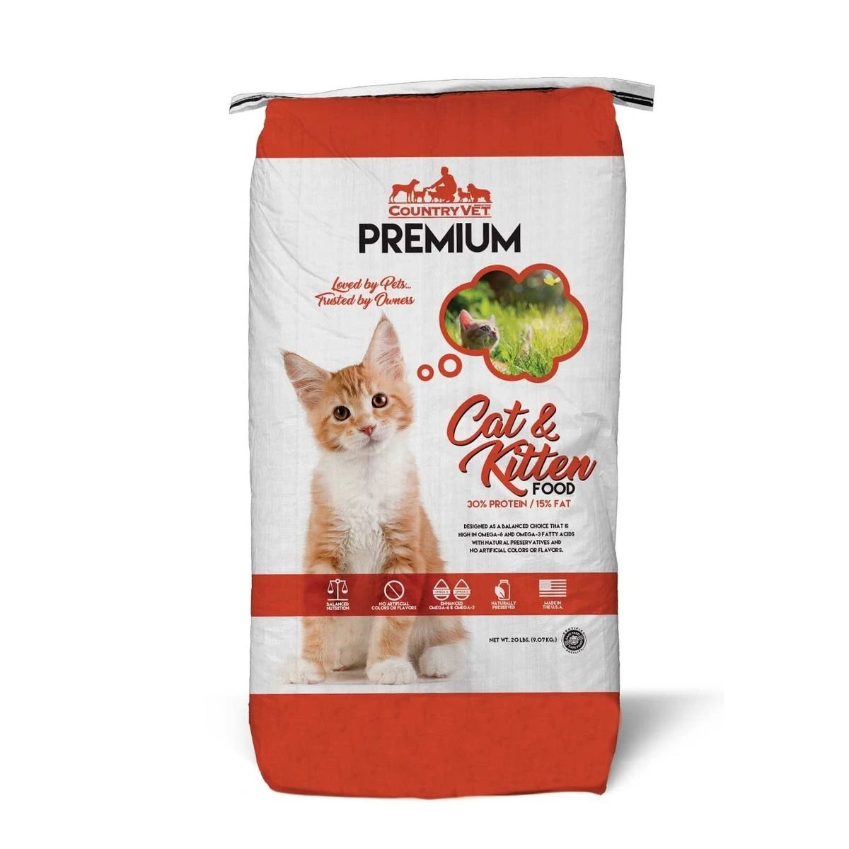 Country Vet Premium Cat and Kitten Food, P13009, 20 LB Bag 1 Country Vet Premium Cat and Kitten Food, P13009, 20 LB Bag