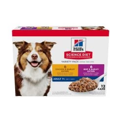 Hill's Science Diet Adult 7+ Canned Dog Food Variety Pack, Chicken & Beef, 12-Pack, 605140, 13 OZ Can
