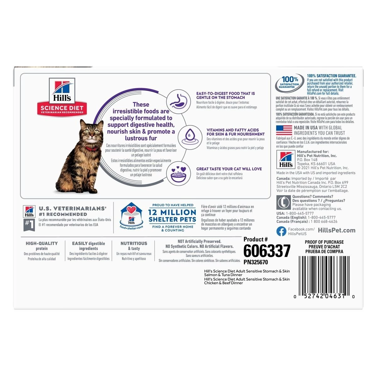 Hill's Science Diet Adult Sensitive Stomach & Skin Variety Pack, 6 Salmon & Tuna, 6 Chicken & Beef, 606337, 2.8 OZ Bag 2 Hill's Science Diet Adult Sensitive Stomach & Skin Variety Pack, 6 Salmon & Tuna, 6 Chicken & Beef, 606337, 2.8 OZ Bag - Image 2