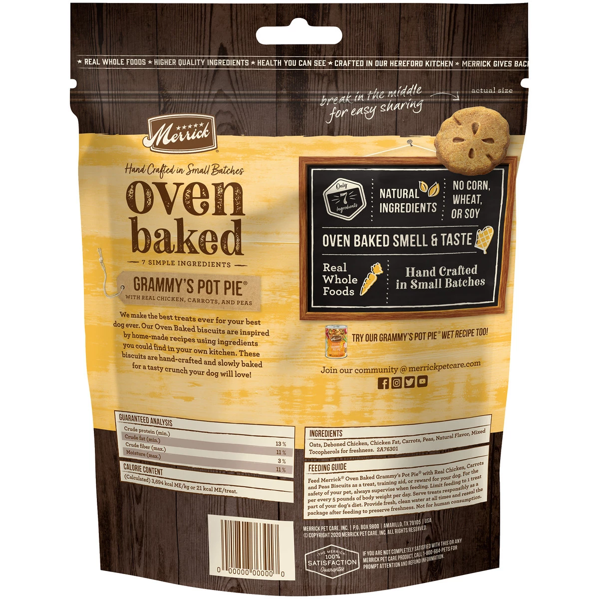 Merrick Oven Baked Dog Treats, Grammy's Pot Pie with Real Chicken, Carrots & Peas, 8763017, 11 OZ Bag 2 Merrick Oven Baked Dog Treats, Grammy's Pot Pie with Real Chicken, Carrots & Peas, 8763017, 11 OZ Bag - Image 2