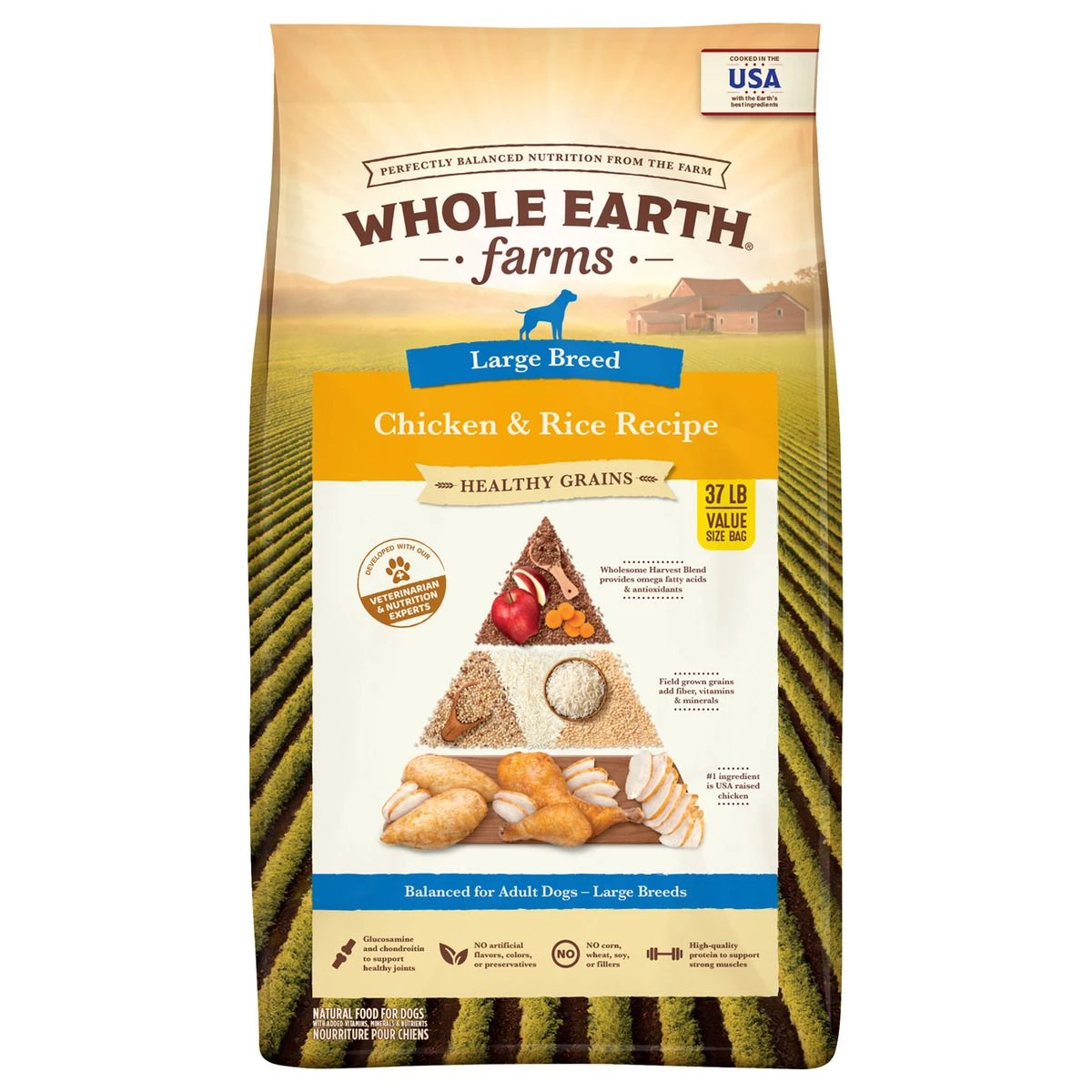 Whole Earth Farms Healthy Grains Dry Dog Food, Large Breed Chicken and Rice Recipe, 8863441, 37 LB Bag 1 Whole Earth Farms Healthy Grains Dry Dog Food, Large Breed Chicken and Rice Recipe, 8863441, 37 LB Bag