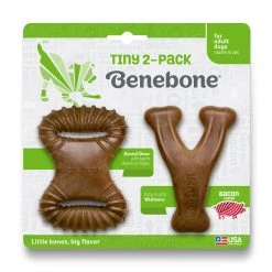 Benebone Dental Chew/Wishbone Bacon Tiny, 2-Pack, 645400
